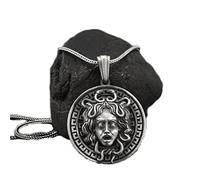 ASCHXUGX Medusa Griego Antiguo Serpiente Chica Retro Medalla Colgante Mitología Griega Monstruo Serpiente Chica Hip Hop Locomotora Colgante Collar Medalla