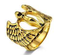 ASCHXUGX Sexy Goddess Angel Wings Men's Ring, Anillo De Acero Inoxidable De Moda Para Hombres,Oro,7