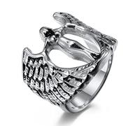 ASCHXUGX Sexy Goddess Angel Wings Men's Ring, Anillo De Acero Inoxidable De Moda Para Hombres,Plata,12
