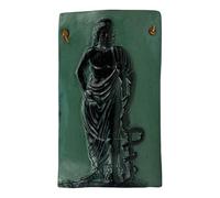 Asclepius Dios griego de la medicina - Pequeño relieve de pared de cerámica hecho a mano, verde, decoración de mitología clásica, réplica de arte médico
