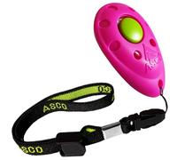 ASCO Clicker Premium para perros y gatos para entrenamiento profesional de clickers con correa elástica, color rosa, ASCO-08PA