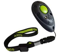 ASCO Clicker Premium para perros y gatos para entrenamiento profesional de clickers con correa elástica, color negro, ASCO-01PA