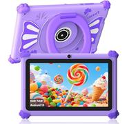 ascrecem Tablet Niños 7 Pulgadas Android 15 Tablet para Niños con 2.4G+5G WiFi6 Penta Core 6GB RAM 32GB ROM Tableta Infantil Doble Cámara 128GB Expandible Control Parental Juegos Educativos (Morado)