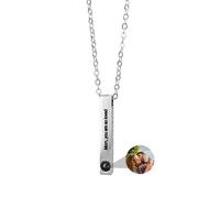 ASD Jewerly Collar De Barra Personalizado Para Hombres Y Mujeres, Collar De Proyección De Fotos, Collar De Imagen Personalizado, Collar Grabado Nombre I Love You Collar 100 Idiomas Joyas De Pareja