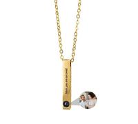 ASD Jewerly Collar De Barra Personalizado Para Hombres Y Mujeres, De Proyección De Fotos, De Imagen Personalizado, Grabado Nombre I Love You, 100 Idiomas Joyas De Pareja