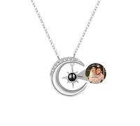 ASD Jewerly Collar De Colgante De Luna Personalizado Para Mujeres, Foto Personalizada Colgante De Proyección De Amor Regalo Conmemorativo Del Día De La Madre De Navidad Para Madres