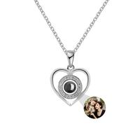 ASD Jewerly Collar De Corazón Personalizado Para Mujeres, Collar De Proyección De Fotos Personalizado I Love You Collar 100 Idiomas Regalo Personalizado Para Mujeres Madres