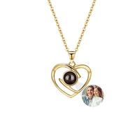 ASD Jewerly Collar De Corazón Personalizado Para Mujeres, Collar De Proyección De Fotos Personalizado I Love You Collar 100 Idiomas Regalo Personalizado Para Mujeres Madres