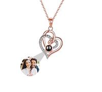 ASD Jewerly Collar De Corazón Personalizado Para Mujeres, Collar De Proyección De Fotos Personalizado I Love You Collar 100 Idiomas Regalo Personalizado Para Mujeres Madres