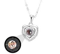 ASD Jewerly Collar De Corazón Personalizado Para Mujeres, Collar De Proyección De Fotos Personalizado I Love You Collar 100 Idiomas Regalo Personalizado Para Mujeres Madres
