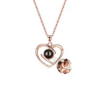 ASD Jewerly Collar De Corazón Personalizado Para Mujeres, Collar De Proyección De Fotos Personalizado I Love You Collar 100 Idiomas Regalo Personalizado Para Mujeres Madres