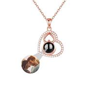 ASD Jewerly Collar De Corazón Personalizado Para Mujeres, Collar De Proyección De Fotos Personalizado I Love You Collar 100 Idiomas Regalo Personalizado Para Mujeres Madres