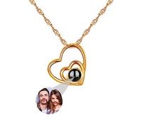 ASD Jewerly Collar De Corazón Personalizado Para Mujeres - Proyección De Fotos I Love You 100 Idiomas - Regalo Para Mujeres y Madres