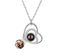 ASD Jewerly Collar De Corazón Personalizado Para Mujeres, Proyección De Fotos I Love You 100 Idiomas Regalo Para Mujeres Madres