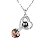 ASD Jewerly Collar De Corazón Personalizado Para Mujeres - Proyección De Fotos I Love You 100 Idiomas - Regalo Para Mujeres y Madres