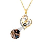 ASD Jewerly Collar De Corazón Personalizado Para Mujeres - Proyección De Fotos I Love You 100 Idiomas - Regalo Para Mujeres y Madres