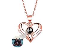 ASD Jewerly Collar De Corazón Personalizado Para Mujeres - Proyección De Fotos I Love You 100 Idiomas - Regalo Para Madres