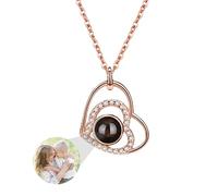 ASD Jewerly Collar De Corazón Personalizado Para Mujeres - Proyección De Fotos I Love You En 100 Idiomas - Regalo Para Madres