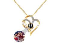 ASD Jewerly Collar De Corazón Personalizado Para Mujeres - Proyección De Fotos I Love You En 100 Idiomas - Regalo Para Mujeres y Madres