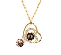 ASD Jewerly Collar De Corazón Personalizado Para Mujeres - Proyección De Fotos I Love You En 100 Idiomas - Regalo Para Mujeres y Madres