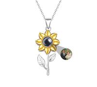 ASD Jewerly Collar De Imagen De Girasol Personalizado Para Mujeres, Collar De Proyección De Fotos Personalizado I Love You Collar Regalo Conmemorativo Para Mujeres En 100 Idiomas Mom