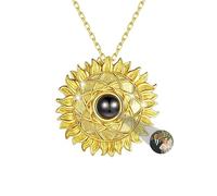 ASD Jewerly Collar De Imagen De Girasol Personalizado Para Mujeres, Collar De Proyección De Fotos Personalizado I Love You Collar Regalo Conmemorativo Para Mujeres En 100 Idiomas Mom