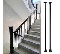 asdchZen 2 Balaustres para Barandilla De Escalera, Terraza, Porche O Loft, De Hierro Negro con Zapata Plana Y Conector Flexible, para Exteriores, Decorativos, Redondos, 115 Cm De Alto.