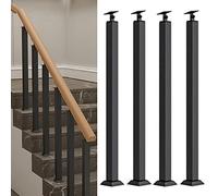 asdchZen Barandilla De Metal Negra para Escaleras De Interior, Pasillo, Loft, con Conector Ajustable, Zapata Resistente Y Herrajes, para Plataforma De Hogar, Paquete De 4, 70 Cm (Alto)
