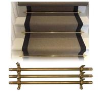 asdchZen Barras De Latón Antiguo para Escaleras, para Alfombras, 71 Cm, Doradas, con Soporte De Fácil Instalación para Una Fijación Segura del Suelo De La Escalera, Ipwe05993-Brass-14Pcs-76Cm(30In)