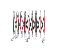 asdchZen Barrera De Tráfico Retráctil con Puerta Plegable, Barrera Móvil Extensible, Barrera Extensible De Acero Inoxidable, Barricada Metálica Industrial Portátil con Ruedas, R, Plateada, 2,5 M