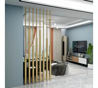 asdchZen Biombos De Láminas Metálicas Doradas para Privacidad En Oficinas Y Decoración De Balcones. Biombos De Suelo A Techo. Mamparas Plegables Y Portátiles. E, 7 Unidades, 160 Cm (62,99 Pulgadas).