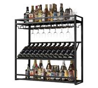 asdchZen Botellero De Pared con Luz Led, Gran Capacidad, De Metal, con Soporte para Botellas Y Copas, Ideal para El Hogar, La Cocina, Restaurantes Y Bares. 80 X 25 X 100 Cm.