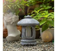 asdchZen Decoración para Patio Exterior, Farol Pagoda Led Solar, Estatua De Resina, Luz De Jardín Estilo Zen Japonés para Decoración del Hogar Al Aire Libre, Altura 32 Cm.,B Height 30Cm