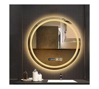 asdchZen Espejo De Baño Led con Luces, Espejo De Maquillaje Antivaho, Espejo De Tocador Regulable, Espejo De Pared con Interruptor Táctil, Función De Reloj, Luz Cálida, 50 Cm (20 Pulgadas).