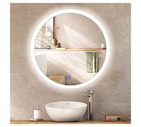 asdchZen Espejo De Baño Led De 50,8 X 50,8 Cm / 61 X 61 Cm, Sin Marco, para Maquillaje, con Luces Regulables, Antivaho, Retroiluminado, con Sensor Táctil, Luz Blanca, 70 Cm (28 Pulgadas)