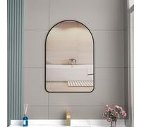 asdchZen Espejo De Pared con Marco Metálico Profundo Y Estante, Moderno Espejo De Tocador HD Elíptico, Ideal para Baño, Dormitorio Y Sala De Estar. Dorado con Estante, 75 X 75 Cm, Negro, 60 X 80 Cm.