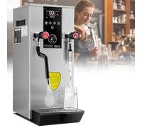 asdchZen Espumador De Leche Comercial De 2500 W, Máquina Eléctrica para Espumar Leche A Vapor, Máquina para Hervir Agua A Vapor, con 2 Pantallas LCD De Temperatura, Color Negro Y Plateado.