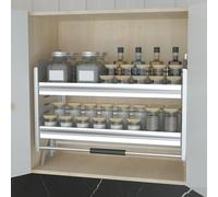 asdchZen Estante organizador de especias para cocina, estante extraíble para gabinete, armario de 2 niveles resistente con rodamiento ajustable, estante deslizante de aleación de aluminio para montaje