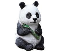 asdchZen Estatua Realista De Oso Panda Sosteniendo Bambú, 23 Cm De Alto, Resina, Linda Figura De Oso Panda Blanco Y Negro, Escultura Animal.