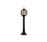 asdchZen Farola De Exterior, E27, De Un Solo Cabezal, Estilo Retro, con Forma De Globo De Cristal, para Calle, Exterior, Ip55, Impermeable, De Aluminio, Color Negro, 0,8 M De Altura.