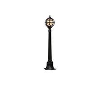 asdchZen Farola De Exterior, E27, De Un Solo Cabezal, Estilo Retro, con Forma De Globo De Cristal, para Calle, Exterior, Ip55, Impermeable, De Aluminio, Color Negro, Altura 1,05 M.