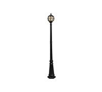 asdchZen Farola De Exterior, E27, De Un Solo Cabezal, Estilo Retro, con Forma De Globo De Cristal, para Calle, Exterior, Ip55, Impermeable, De Aluminio, Color Negro, 2,1 M De Altura.