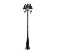 asdchZen Farola De Exterior, Poste Alto, Farola De Calle, Ip65, Impermeable, De Cristal, Estilo Europeo, E27, 3 Luces, Estilo Retro, Estilo Antiguo, De Aluminio, Color Negro, Altura 290 Cm.