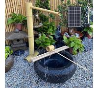 asdchZen Fuente De Agua Solar De Bambú, Decoración para Jardín Zen con Bomba Y Energía Solar, Fuente Solar Japonesa Mecedora De Bambú, para Crear Un Oasis Interior/Exterior.