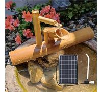 asdchZen Fuente De Agua Solar De Bambú, Fuente De Agua Zen Feng Shui con Bomba, Bambú Natural Liso Y Resistente A Las Grietas, Fácil De Instalar En Estanques O Jardines, 70 Cm, 50 Cm