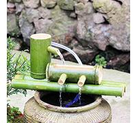 asdchZen Fuente De Bambú, Kit De Fuente De Bambú Solar De Bajo Consumo con Bomba, Cascada De Bambú para Decoración Zen, para Interiores Y Exteriores, Longitud 45 Cm.