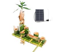 asdchZen Fuente Solar De Bambú, con Bomba De Agua De 8 W, Piedra Filtrante Y Maceta De Bambú, Apta para Exteriores Y Acuarios. Fuentes De Bambú Frescas, 50 Cm, 30 Cm.