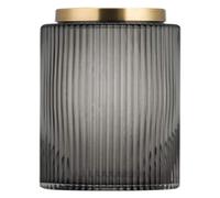 asdchZen Jarrón De Flores, Jarrón De Flores, Jarrón De Vidrio con Rayas Verticales, Jarrón Retro De Metal con Borde De Cobre, Jarrones De Escritorio para Flores, A, Gris, L