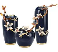 asdchZen Jarrón De Otoño, Jarrón De Flores, Juego De 3 Jarrones De Cerámica para Sala De Estar, Jarrón De Cristal Grande Y Pequeño, Jarrón De Estilo Chino, Jarrón De Esmalte Decorativo.