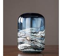 asdchZen Jarrón De Suelo Vintage De Cristal Azul: Decoración Elegante Y Estética para El Hogar, Eventos Y Bodas.